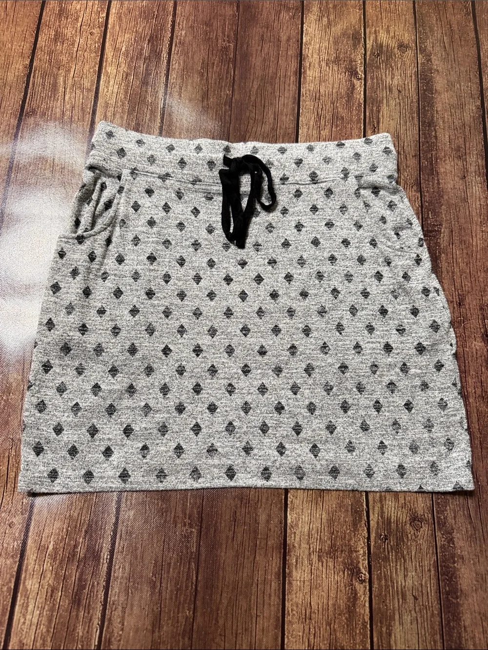 MARKET & SPRUCE Casual Gray/black Knit Drawstring Skirt
